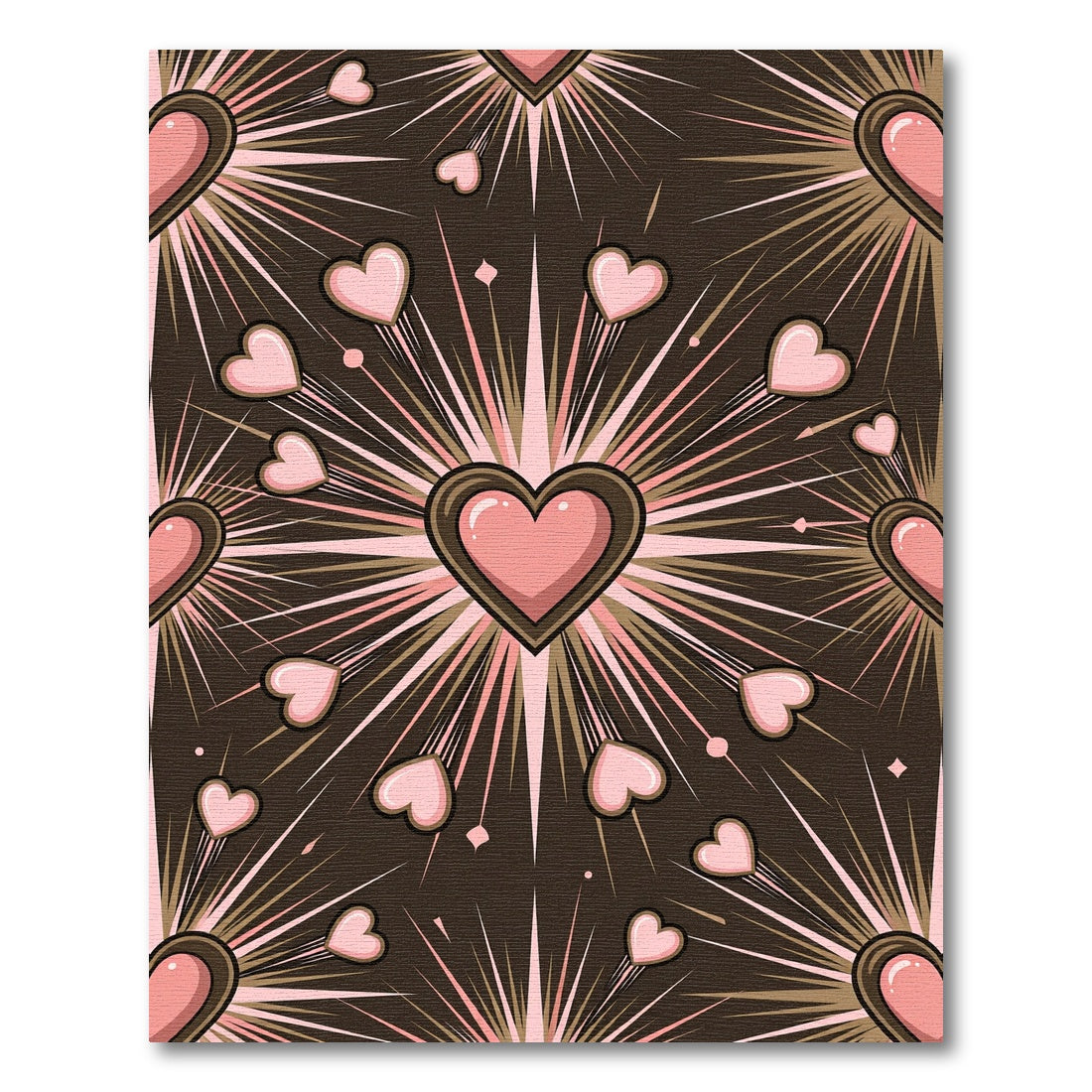 Pink Chocolate Hearts Burst Compositon Rug
