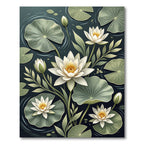 Serene White Lotus Botanical Pond Rug