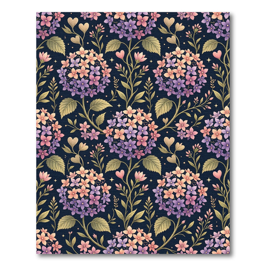 Ethereal Hydrangea Floral Navy Botanical Rug