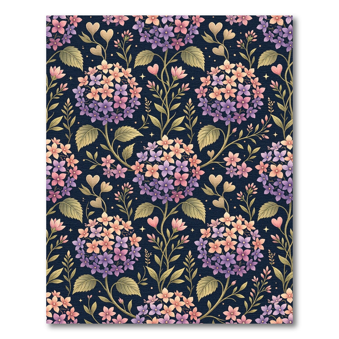 Ethereal Hydrangea Floral Navy Botanical Rug