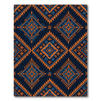 Tribal Orange Blue Diamond Medallion Rug