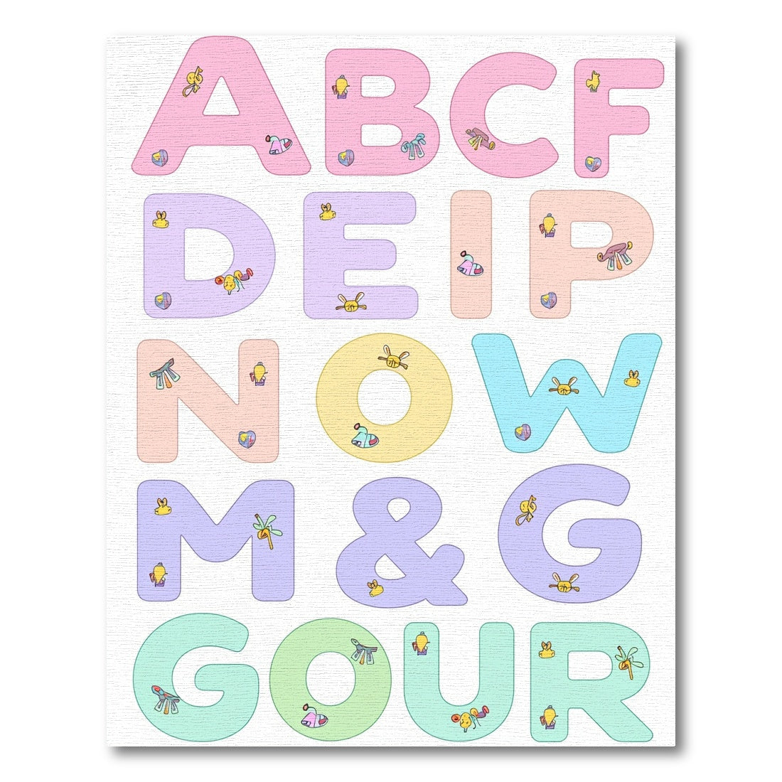 Pastel Alphabet Garden Friends Rug