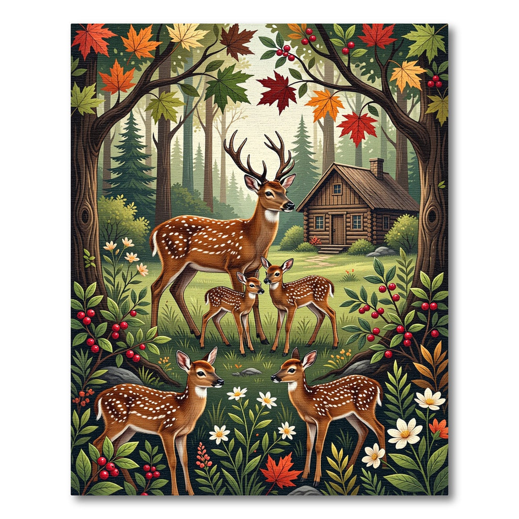 Majestic Woodland Deer Autumn Forest Rug