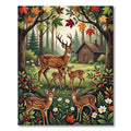 Majestic Woodland Deer Autumn Forest Rug