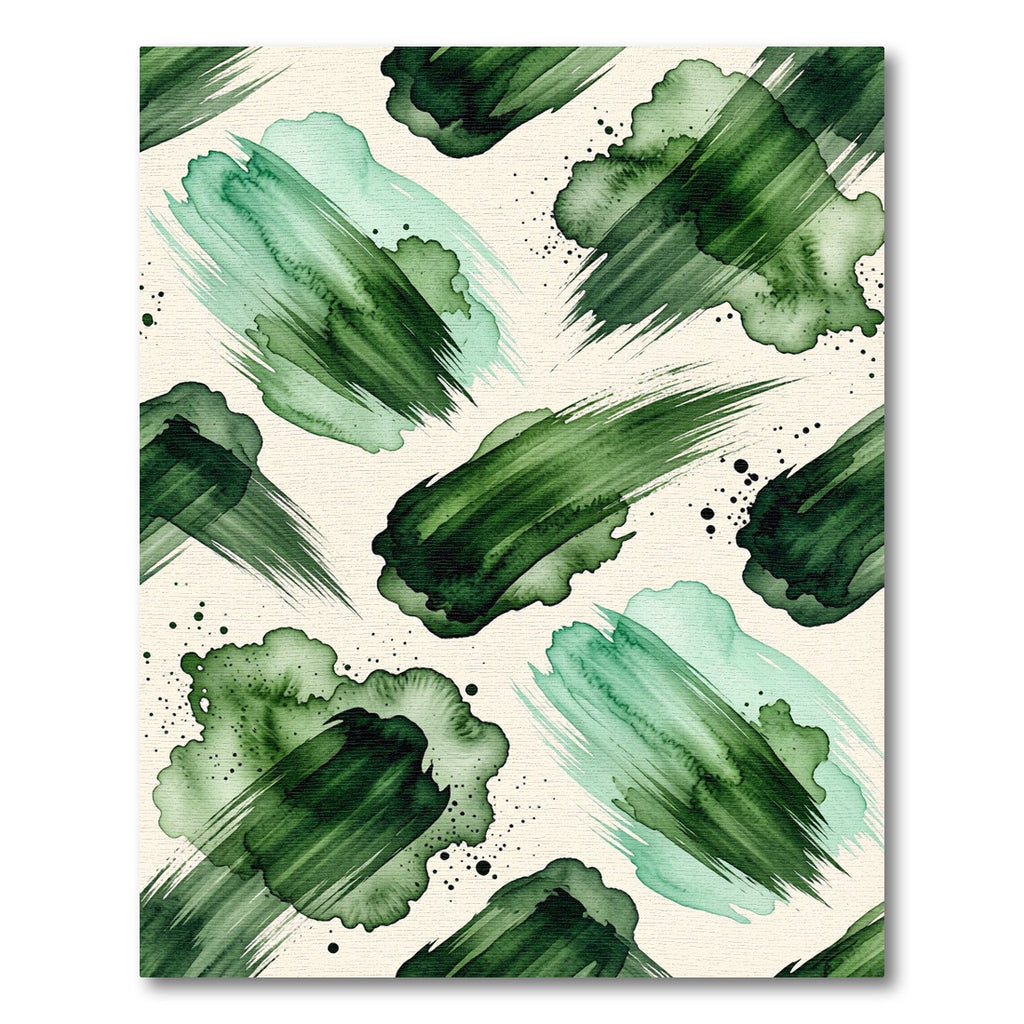 Emerald Green Abstract Watercolor Brushstroke Rug