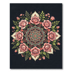 Elegant Pink Rose Floral Mandala Rug