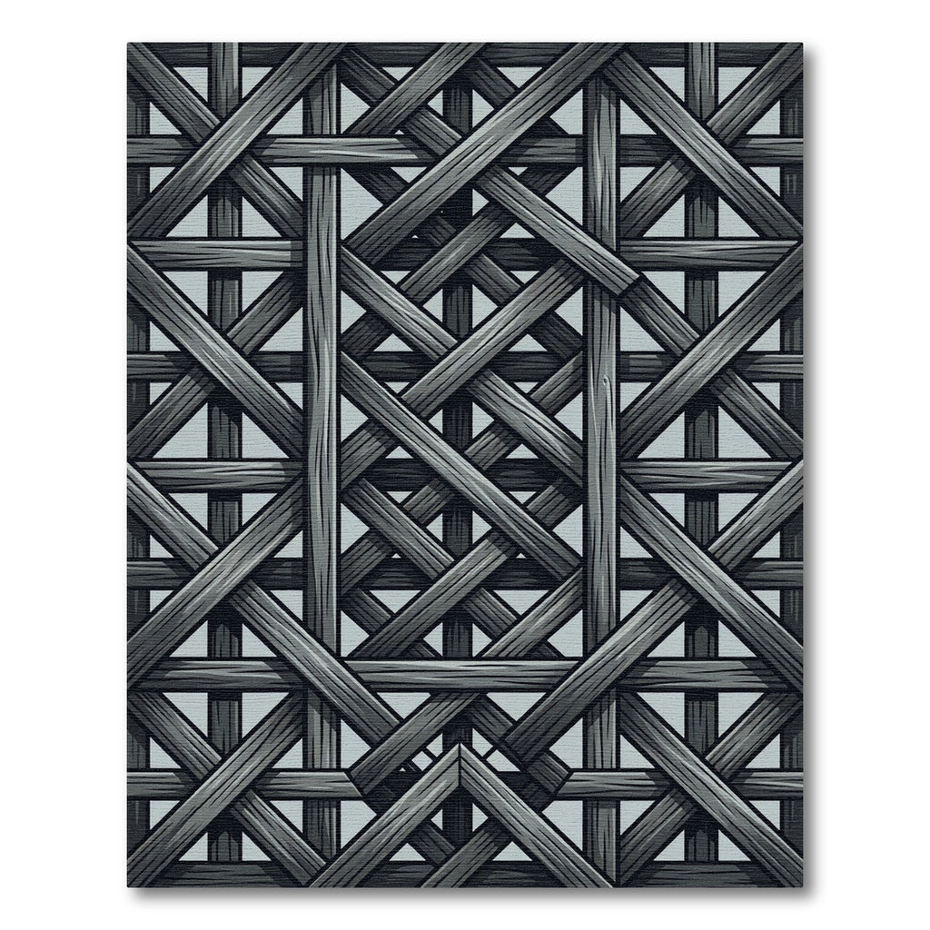 Monochromatic Interlocking Gray Wood Lattice Rug
