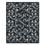 Monochromatic Interlocking Gray Wood Lattice Rug