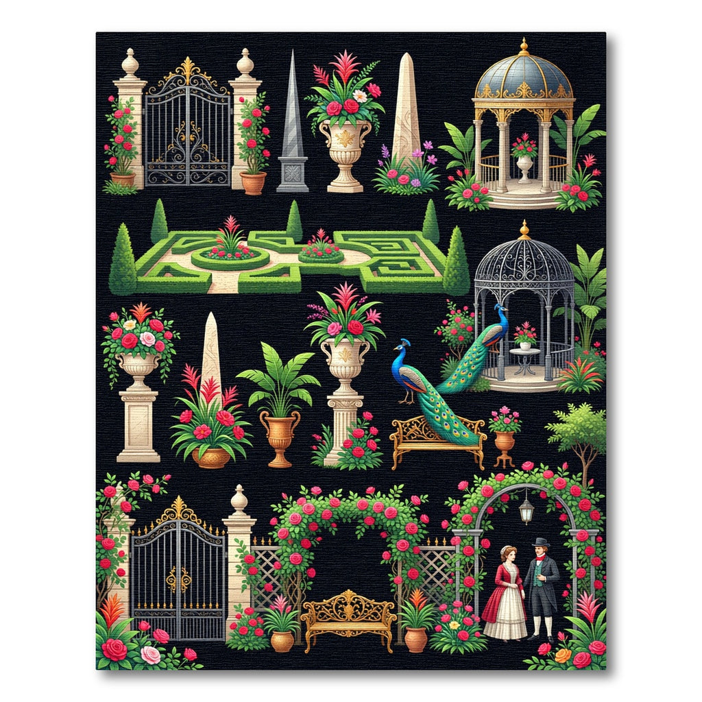 Romantic Garden Rose Archway Couple Rug