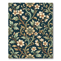 Elegant Dark Teal Floral Scroll Tapestry Rug
