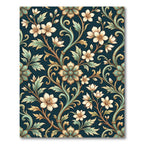 Elegant Dark Teal Floral Scroll Tapestry Rug