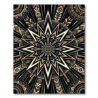 Gold Black Geometric Astral Star Medallion Rug