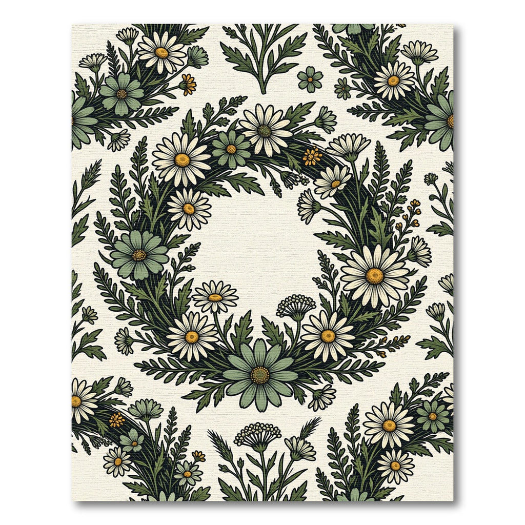 Sage Green Daisy Meadow Wreath Rug