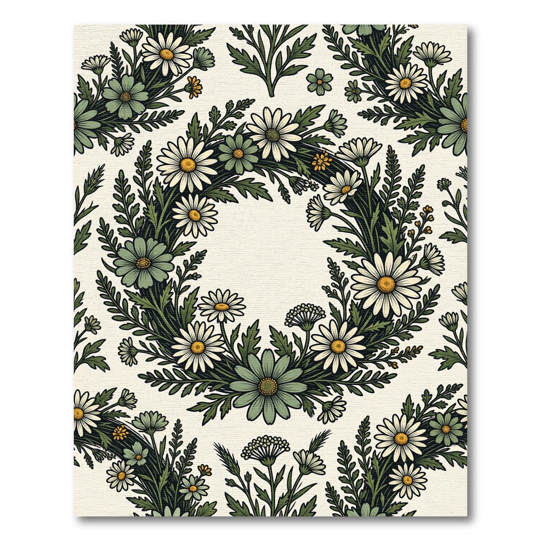 Sage Green Daisy Meadow Wreath Rug