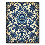 Ornate Cobalt Floral Damask Rug