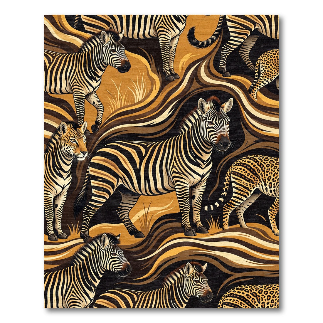 Safari Zebra and Leopard Animal Impression Rug
