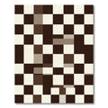 Modern Brown and White Checkered Grid Rug
