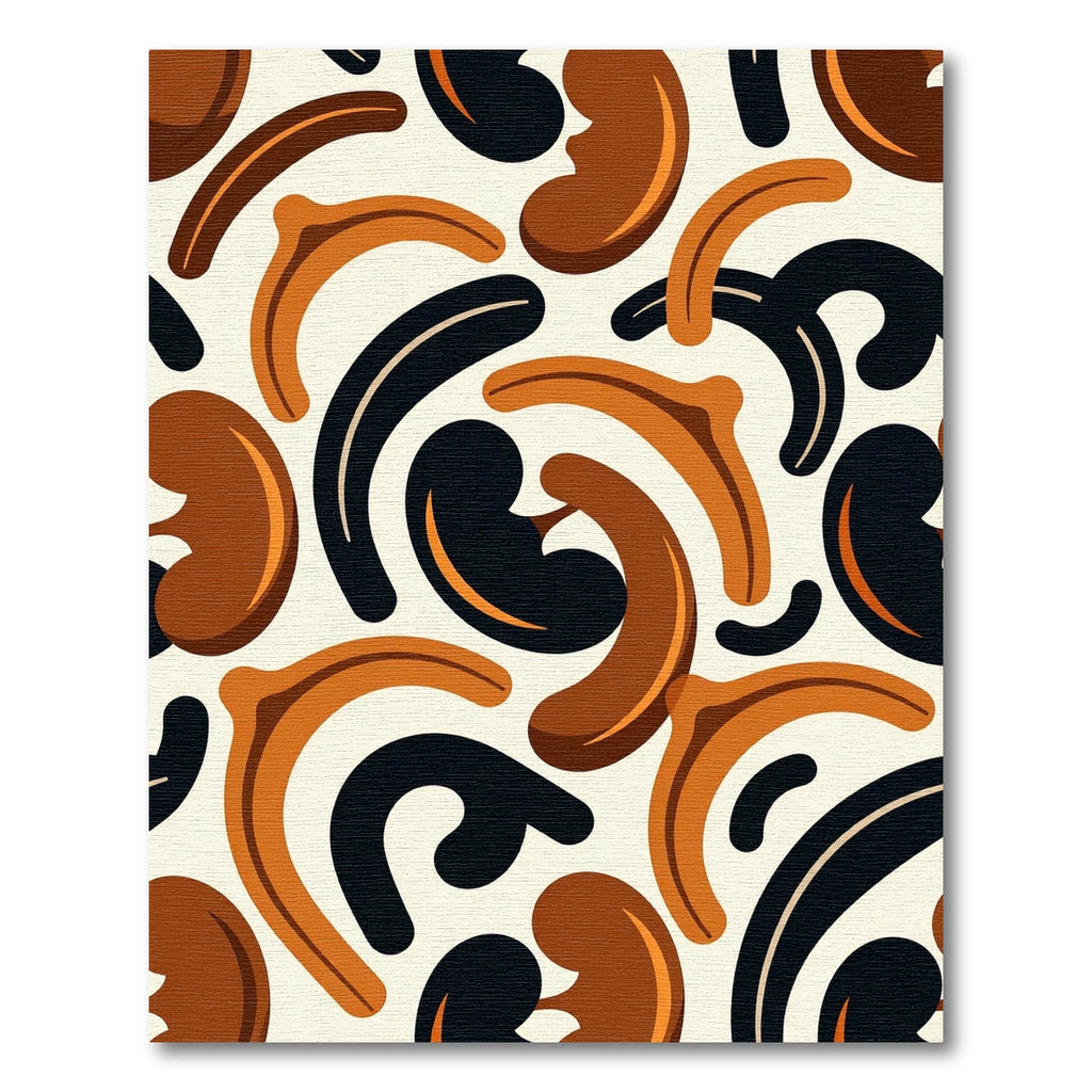 Abstract Earth Tone Curved Shapes Rug