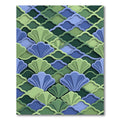 Layered Teal and Sage Scalloped Shell Rug