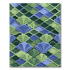 Layered Teal and Sage Scalloped Shell Rug