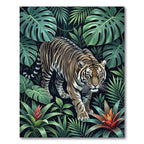 Exotic Tiger Amidst Lush Green Foliage Rug
