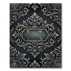 Ornate Metallic Damask Charcoal Scroll Rug
