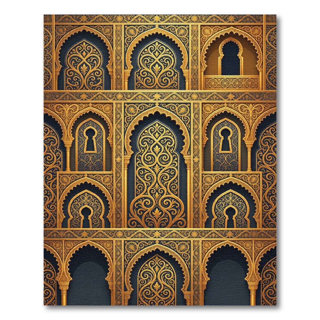 Ornate Gold Archway Geometric Royal Art Rug