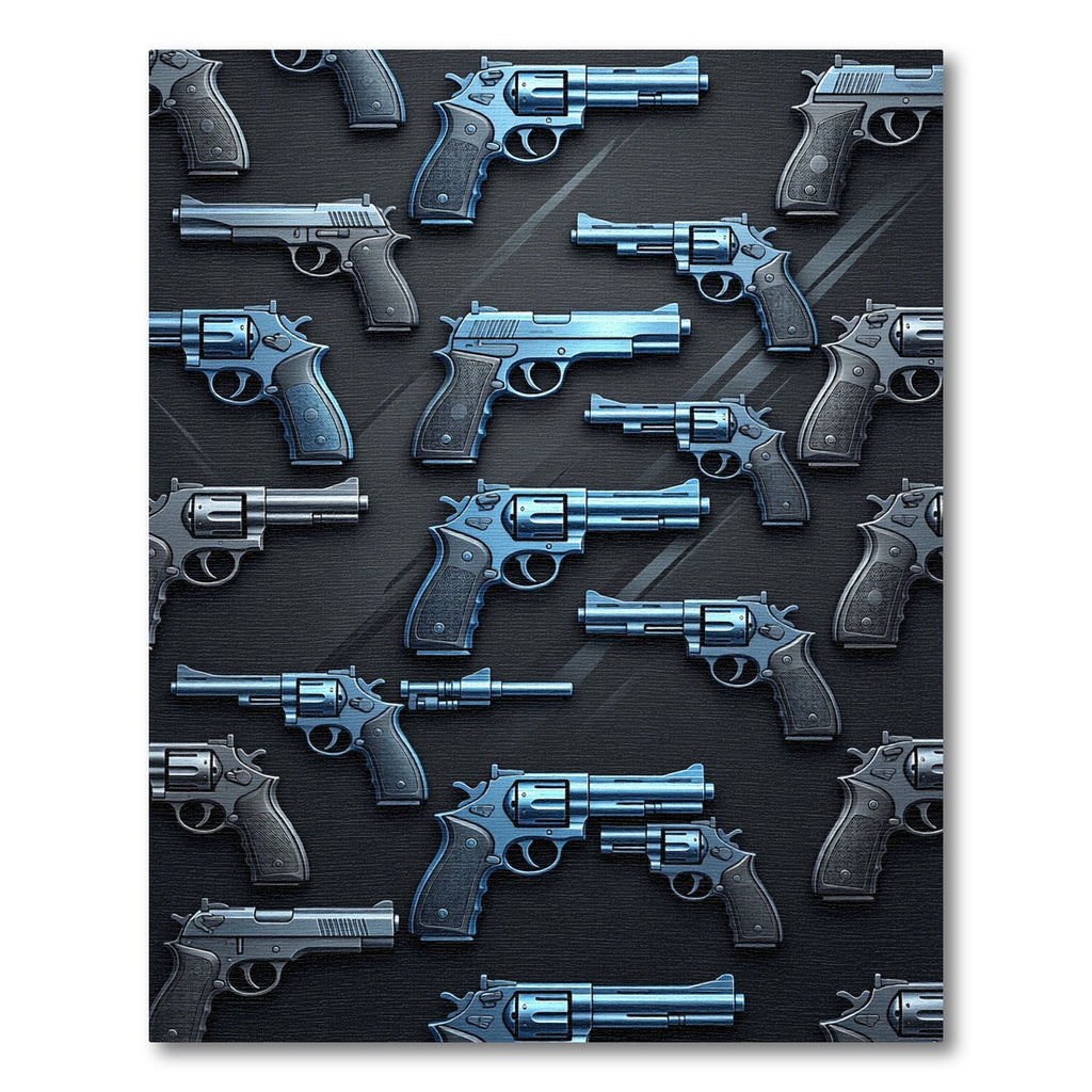 Tactical Metallic Blue Revolver Composition Rug