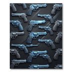 Tactical Metallic Blue Revolver Composition Rug