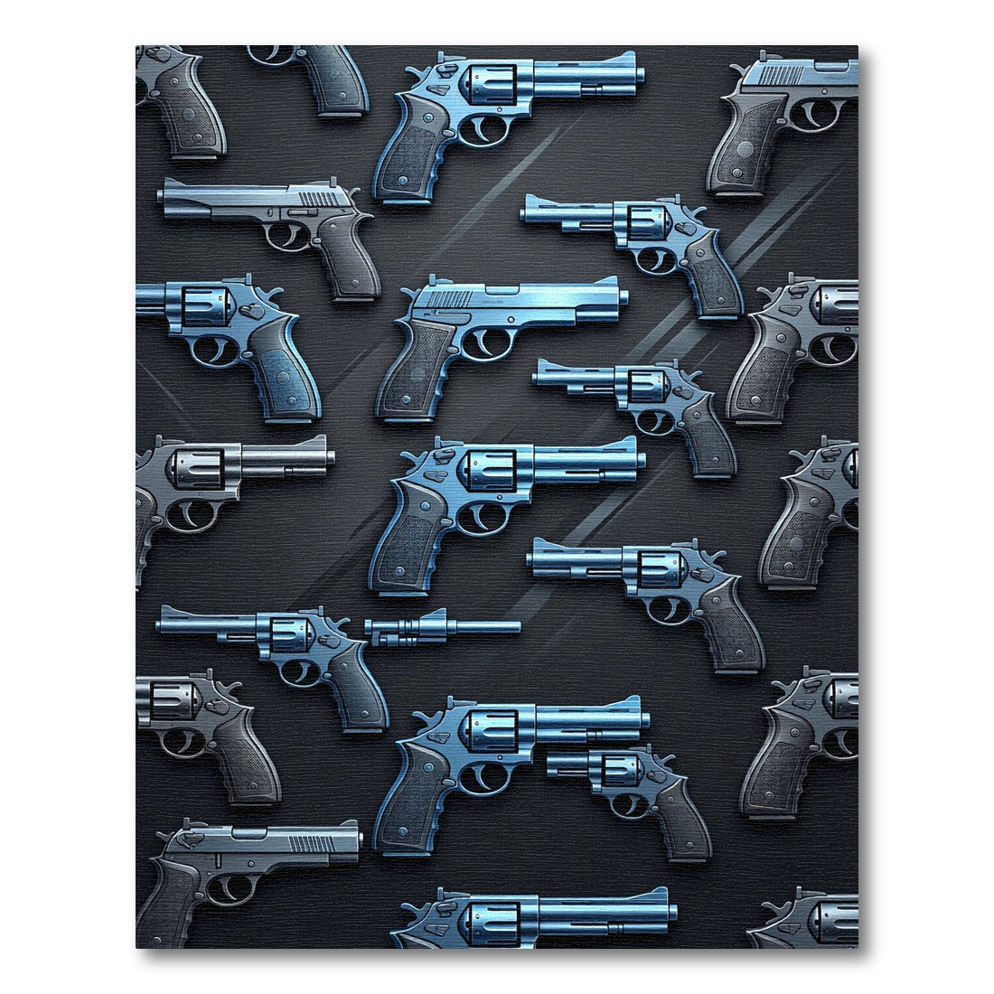 Tactical Metallic Blue Revolver Composition Rug