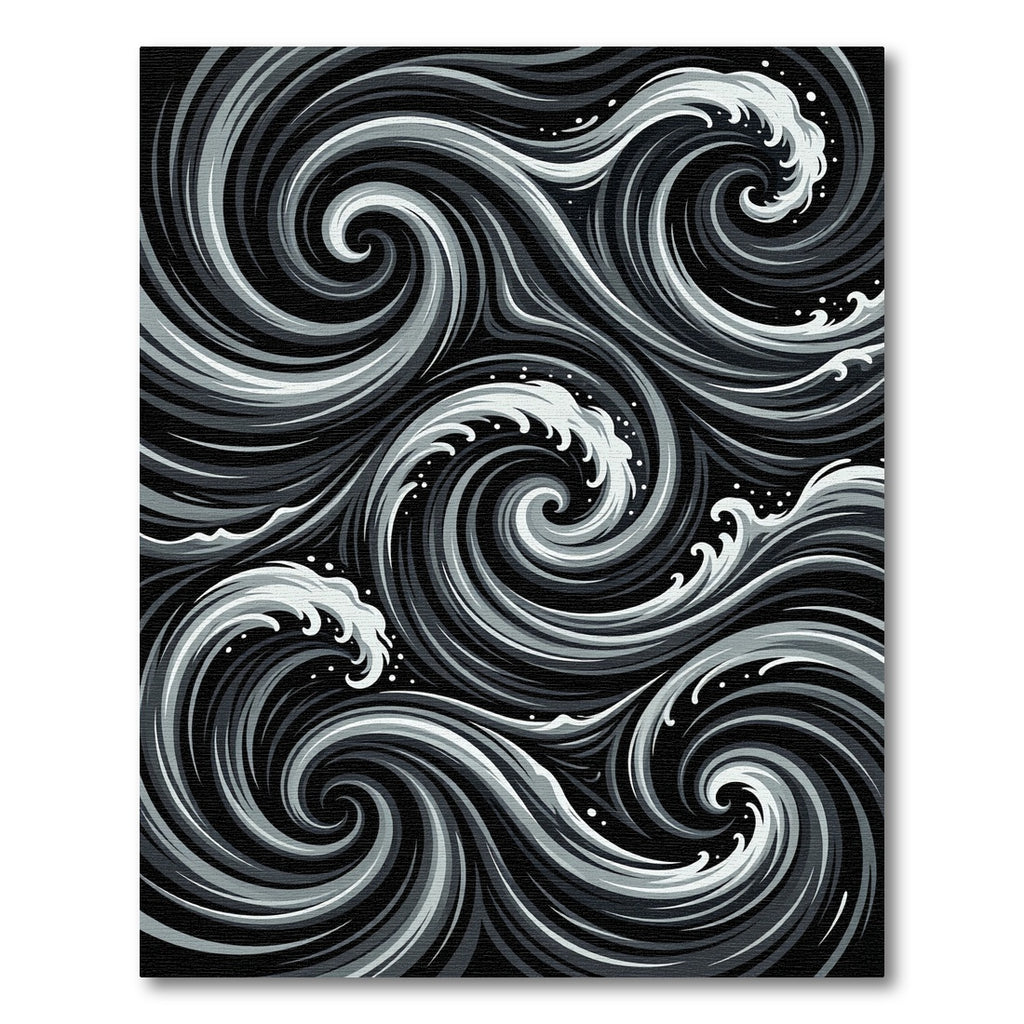 Monochromatic Swirling Ocean Waves Rug