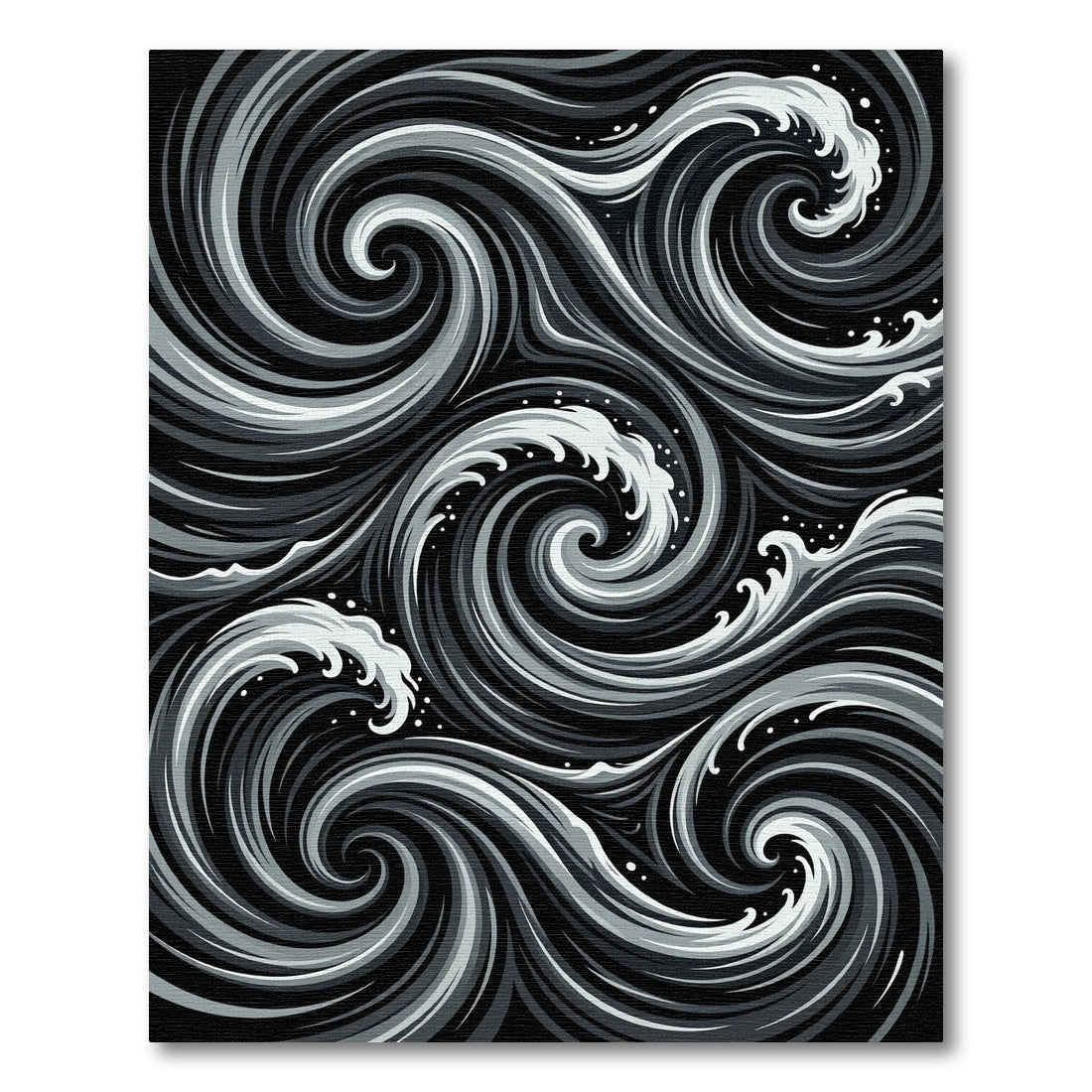 Monochromatic Swirling Ocean Waves Rug