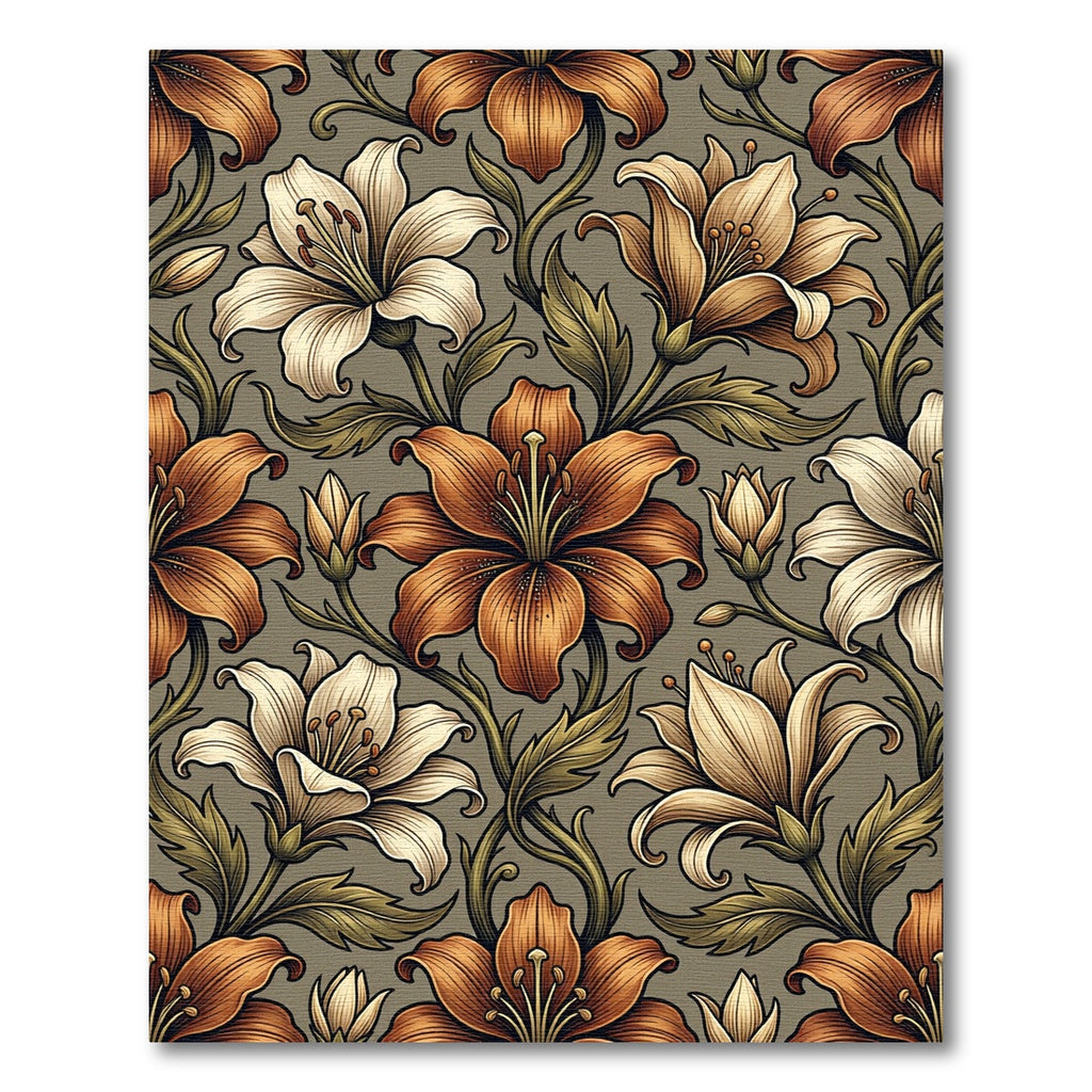 Vintage Caramel Floral Lily Rug