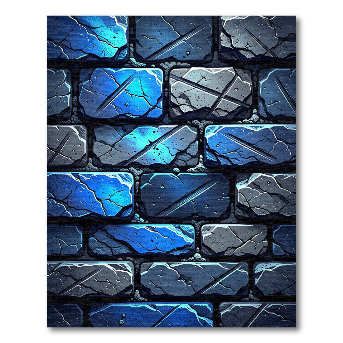 Deep Blue Stone Brick Effect Rug