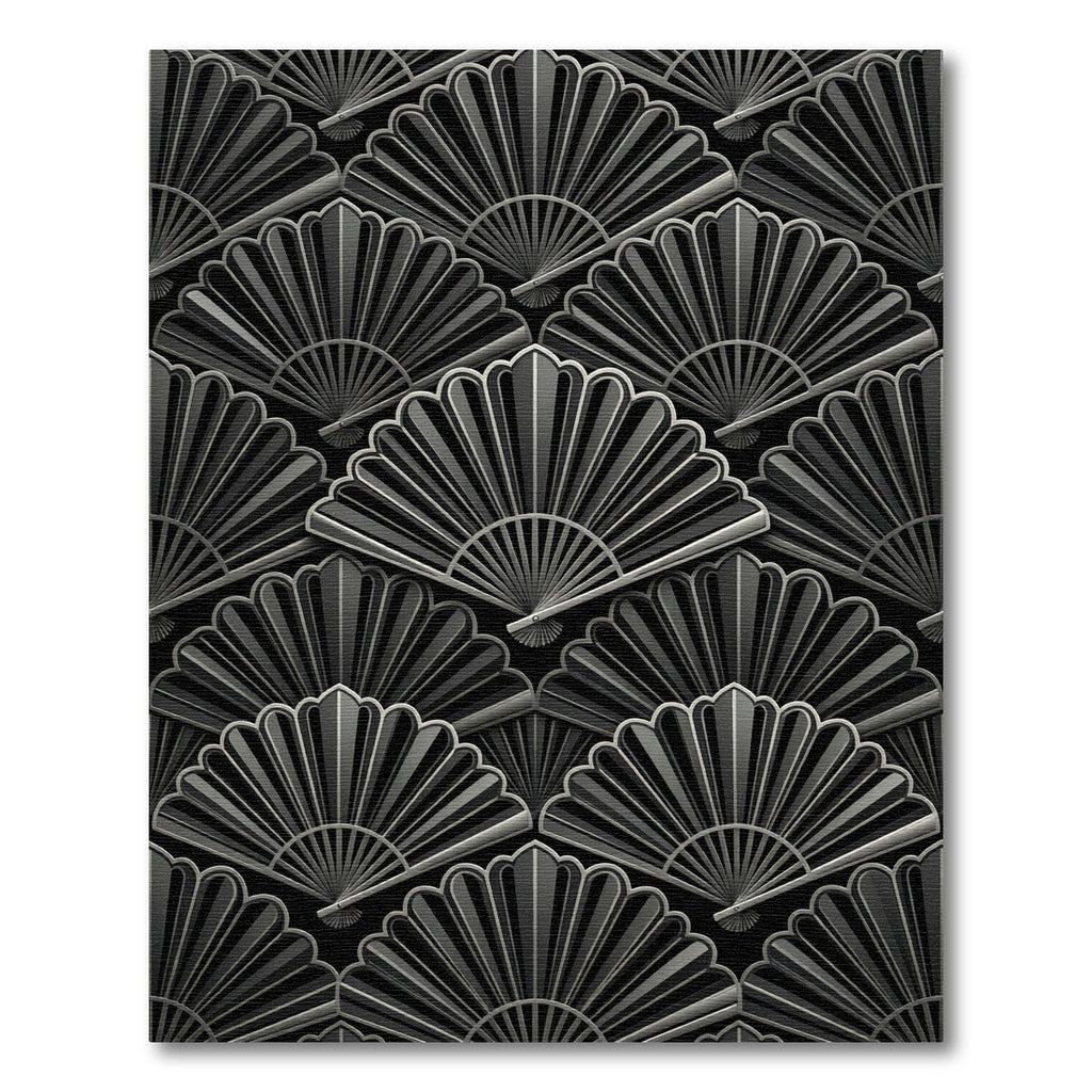 Art Deco Black Fan Motif Rug