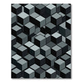 Monochromatic Geometric Cube Illusion Rug