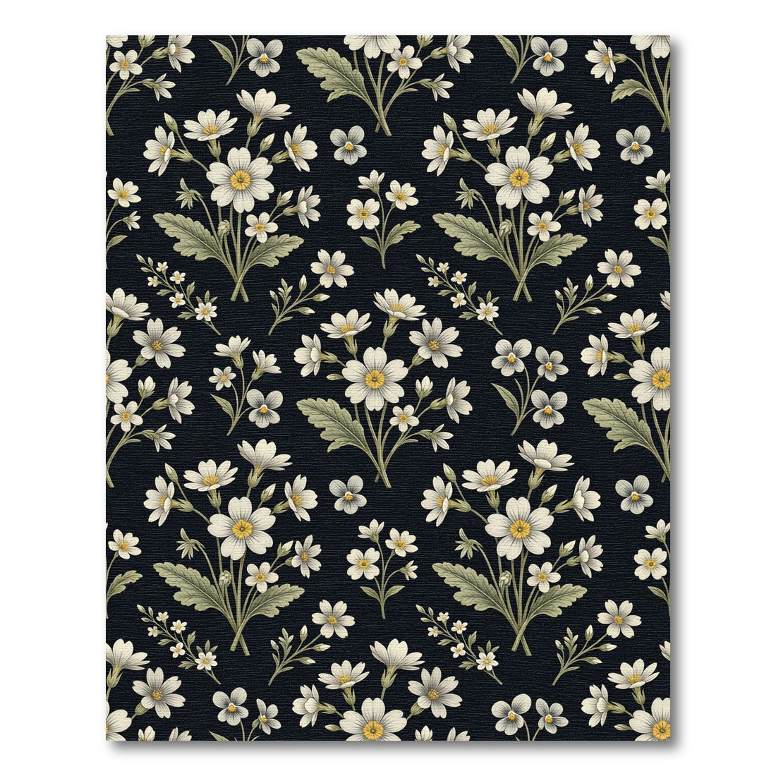 Classic White Floral Dark Background Rug