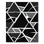 Monochrome Geometric Shattered Triangles Rug