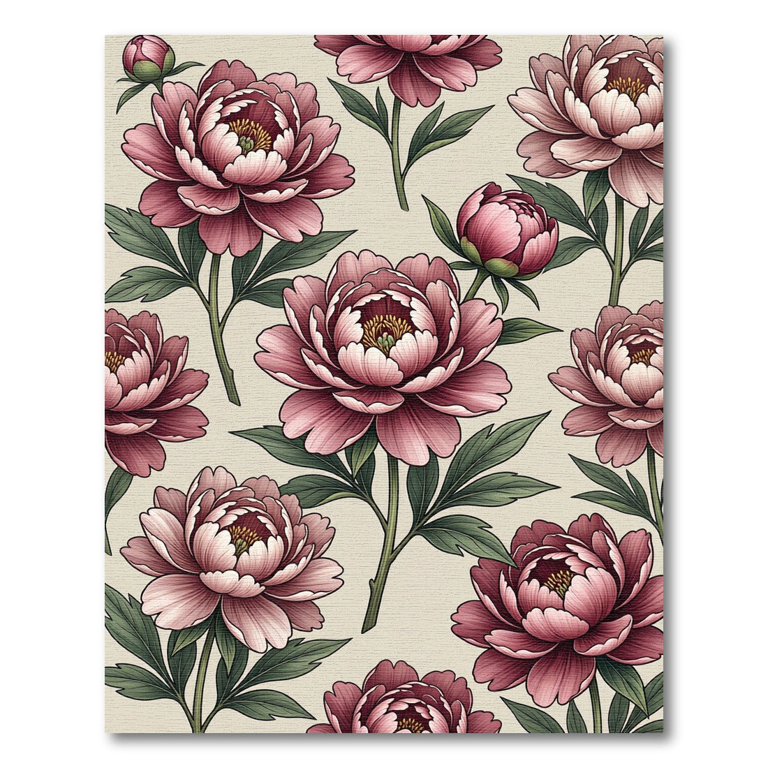 Vintage Pink Peony Botanical Art Rug