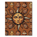 Earthy Sun Face Clay Vessel Rug