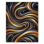 Black Gold Swirled Fluid Luxury Rug