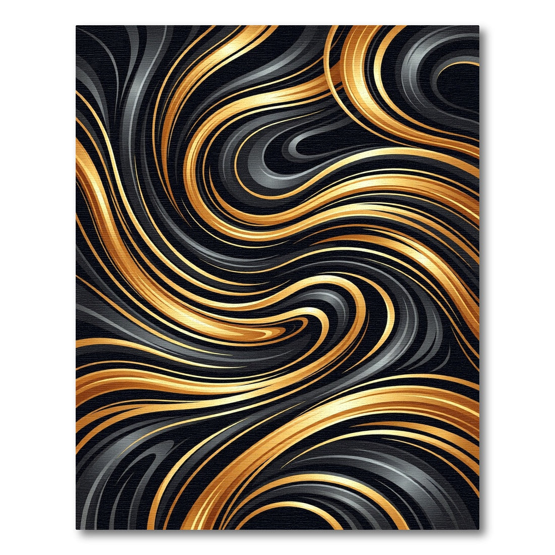 Black Gold Swirled Fluid Luxury Rug