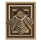 Ancient Aztec Step Pyramid Geometric Rug