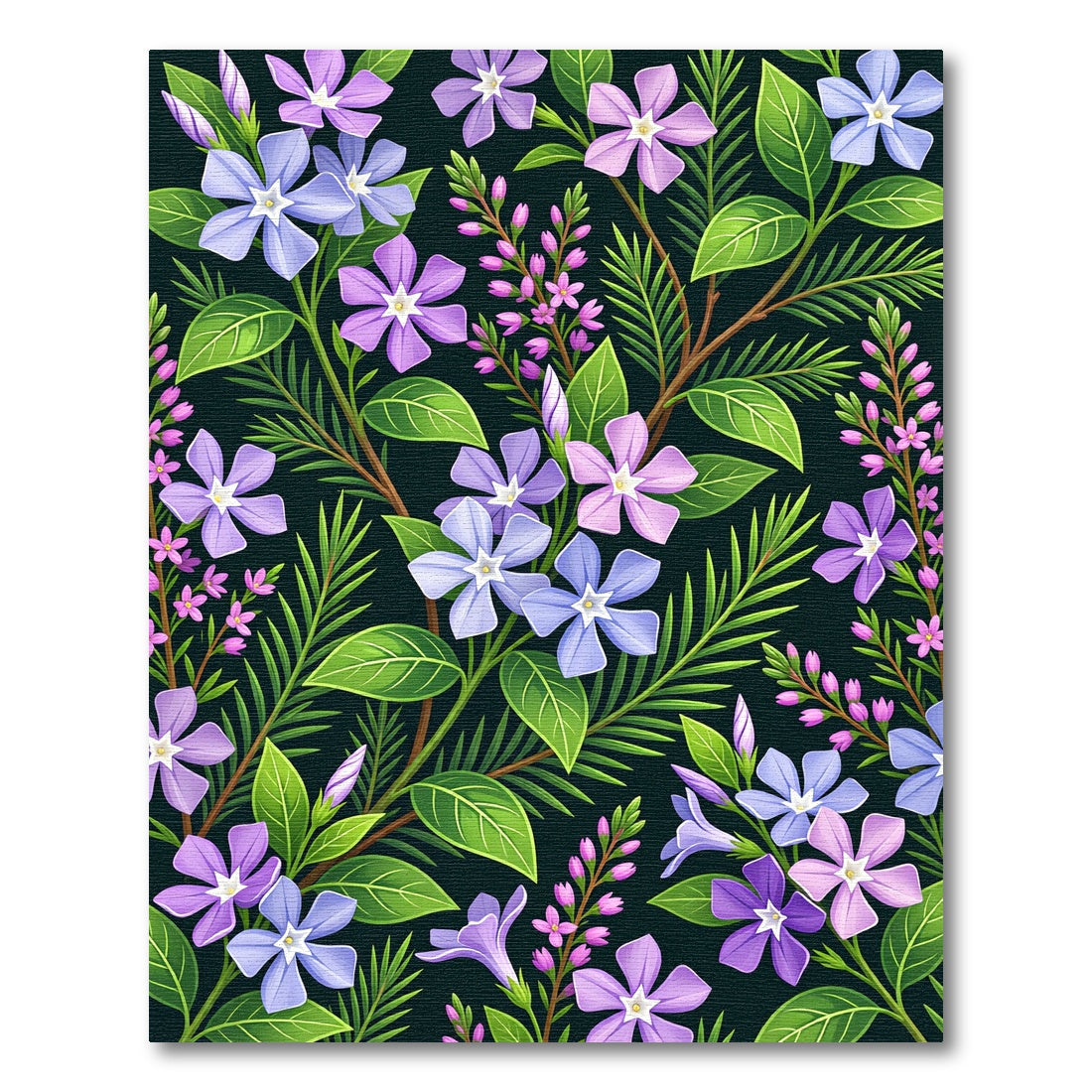 Purple Blue Purple Flower Garden Rug