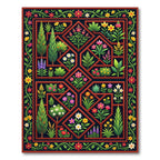 Vibrant Botanical Garden Trellis Art Rug