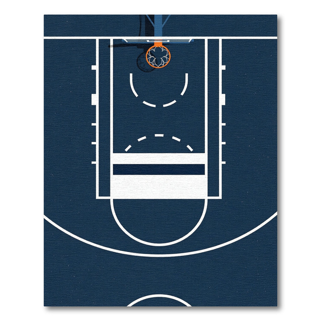 Minimalist Navy Basketball Court Graphic Rug