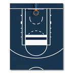 Minimalist Navy Basketball Court Graphic Rug