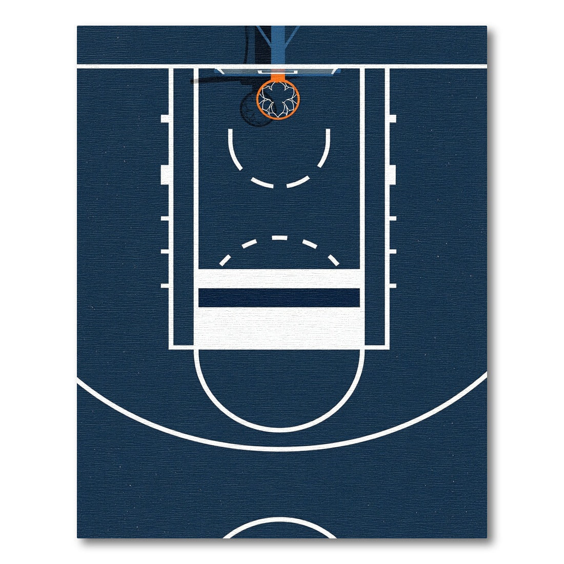 Minimalist Navy Basketball Court Graphic Rug