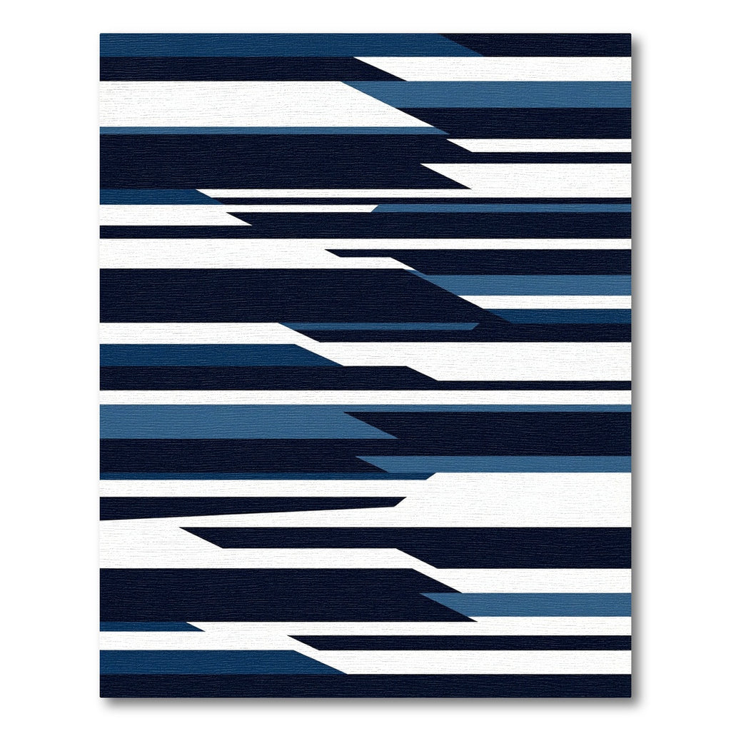 Modern Navy Blue Geometric Slant Rug