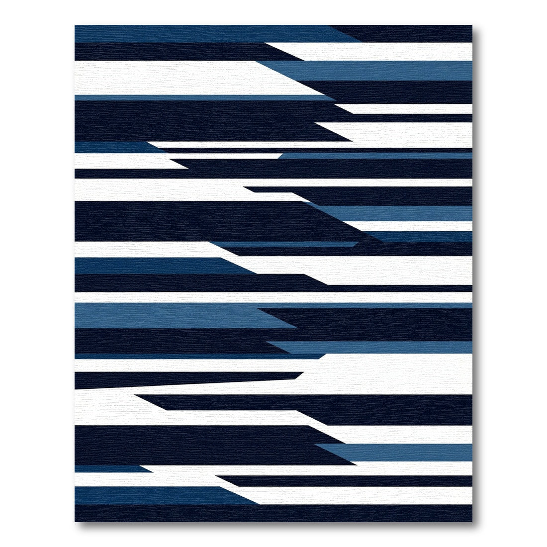 Modern Navy Blue Geometric Slant Rug